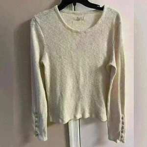 Madewell‎ beige ribbed crewneck pullover top. Large